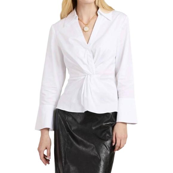 NEW TYLER BOE paige twisted front shirt in white - Picture 1 of 2